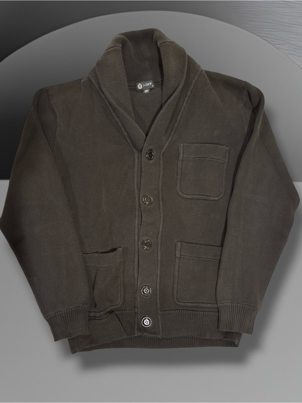 J.Crew Men's Shawl Collar Cardigan Sweater Black 100% Cotton Medium